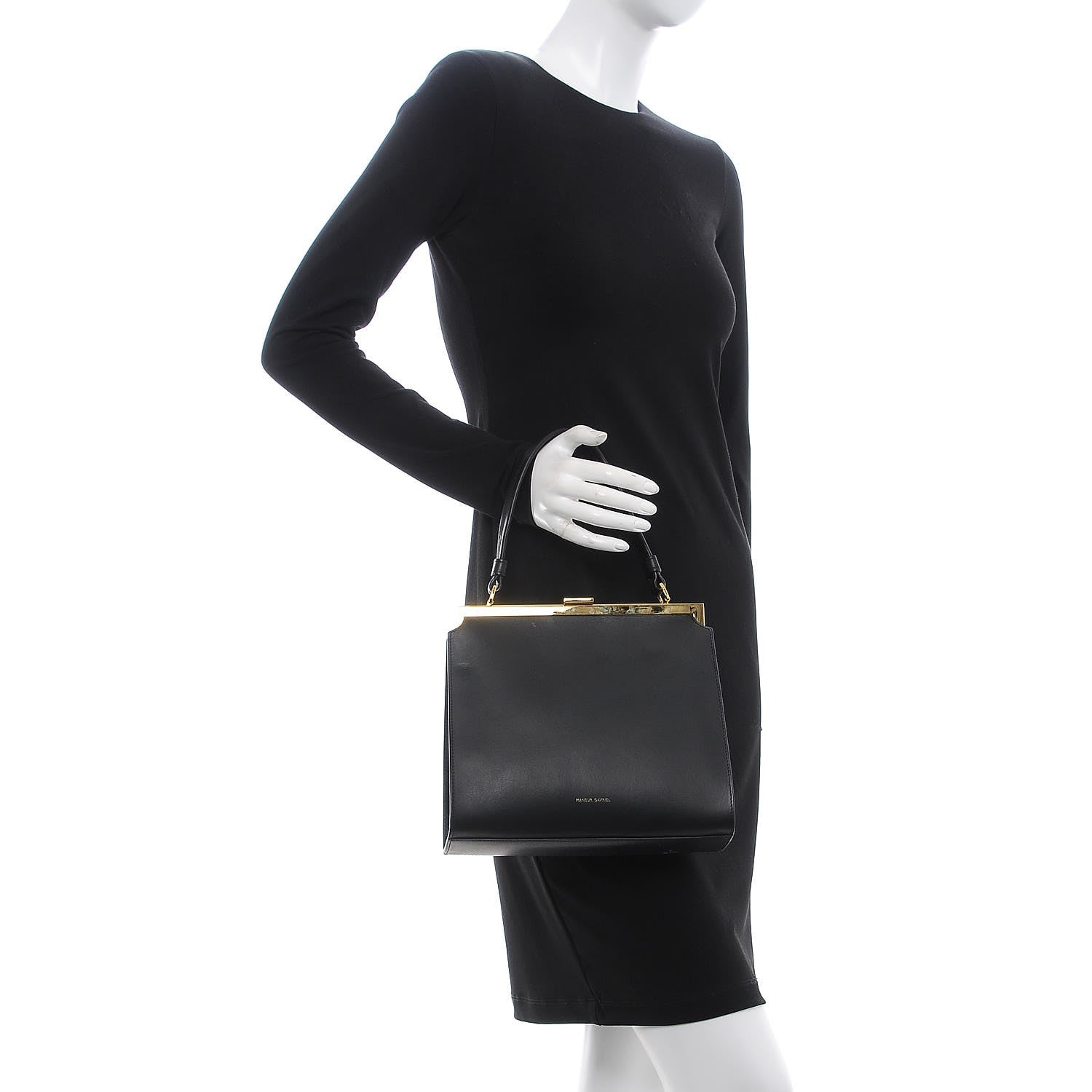 Mansur Gavriel Vegetable Tanned Calfskin Elegant Top Handle Bag Black 2 of 11