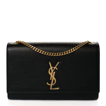 Saint Laurent Grain De Poudre Medium Classic Monogram Kate Satchel Black 1 of 9
