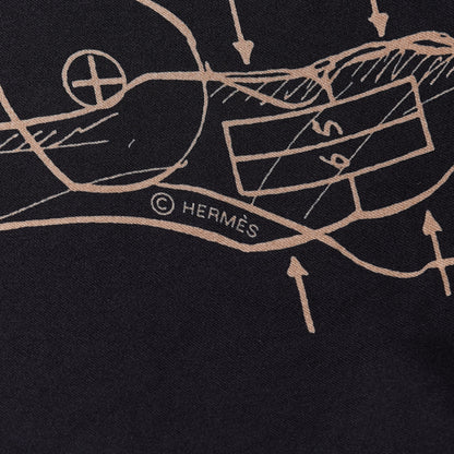 Hermes Silk Twill Le Pegase D Hermes Giant Scarf 140 Black White Or 4 of 4