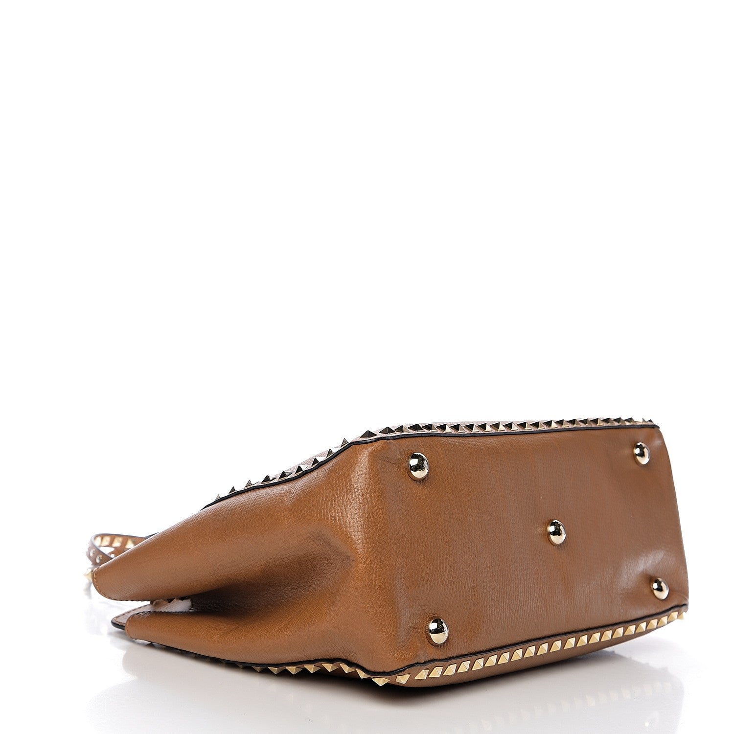 Valentino Garavani Textured Calfskin Medium Rockstud Tote Camel 3 of 14