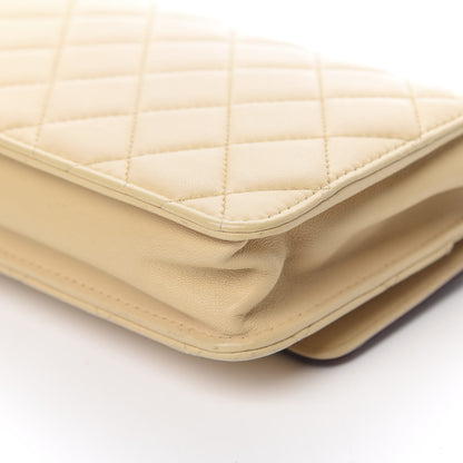 Chanel Lambskin Quilted Two Tone Wallet On Chain WOC Beige Burgundy 12 of 16
