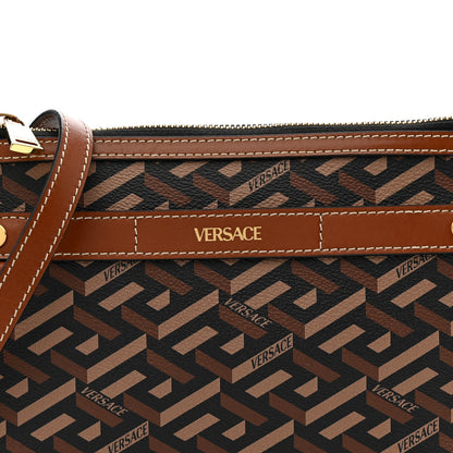Versace Coated Canvas Medium La Greca Signature Pouch Black Caramel 7 of 12