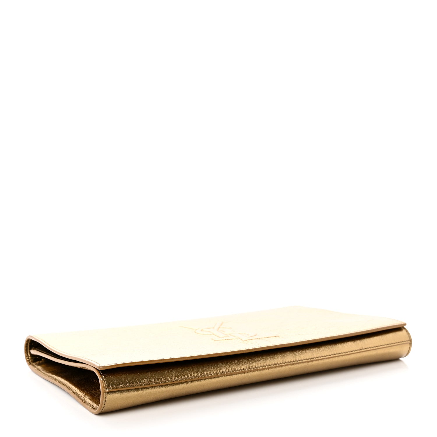 Saint Laurent Metallic Calfskin Monogram Large Belle De Jour Clutch Gold 4 of 12
