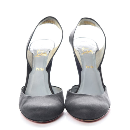 Christian Louboutin Satin Slingback 100 Pumps 38.5 Black 2 of 17