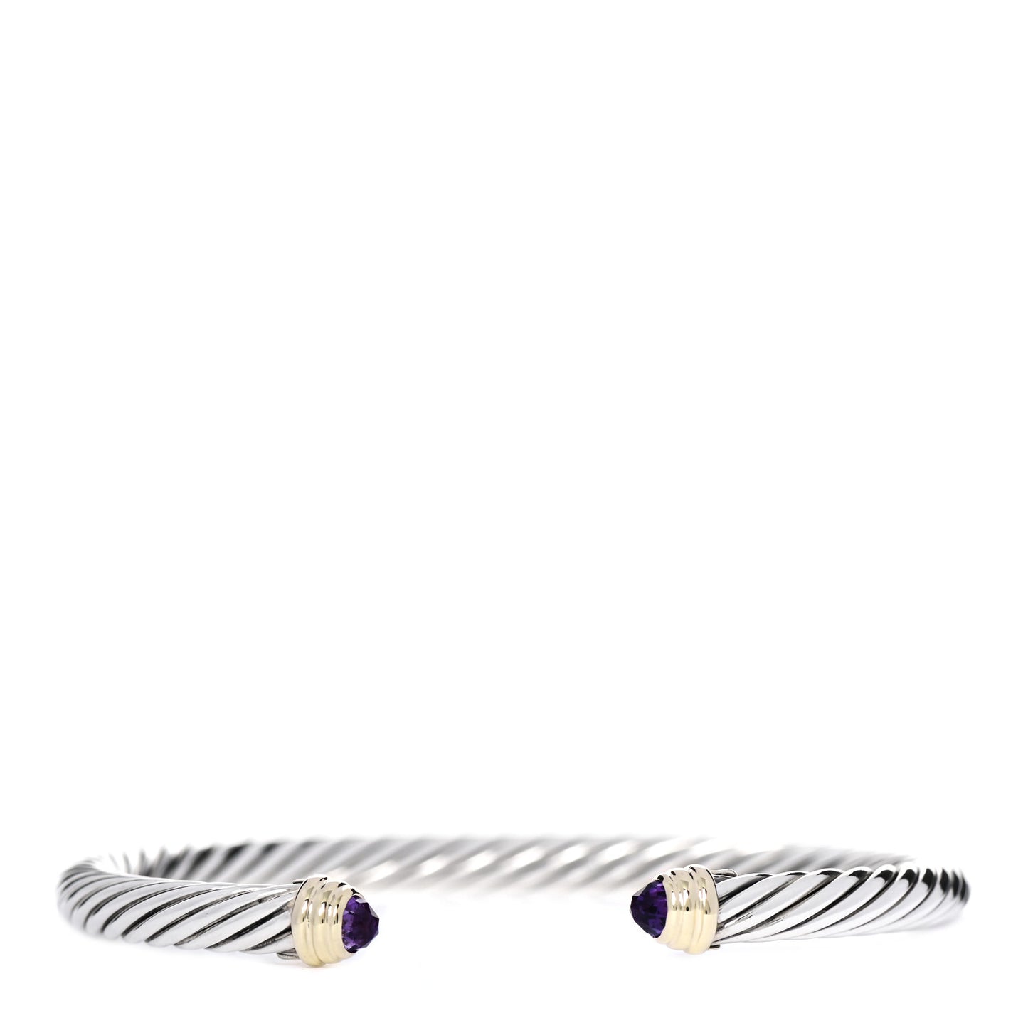 Sterling Silver 14K Yellow Gold Amethyst 5mm Cable Classics Petite Color Bracelet