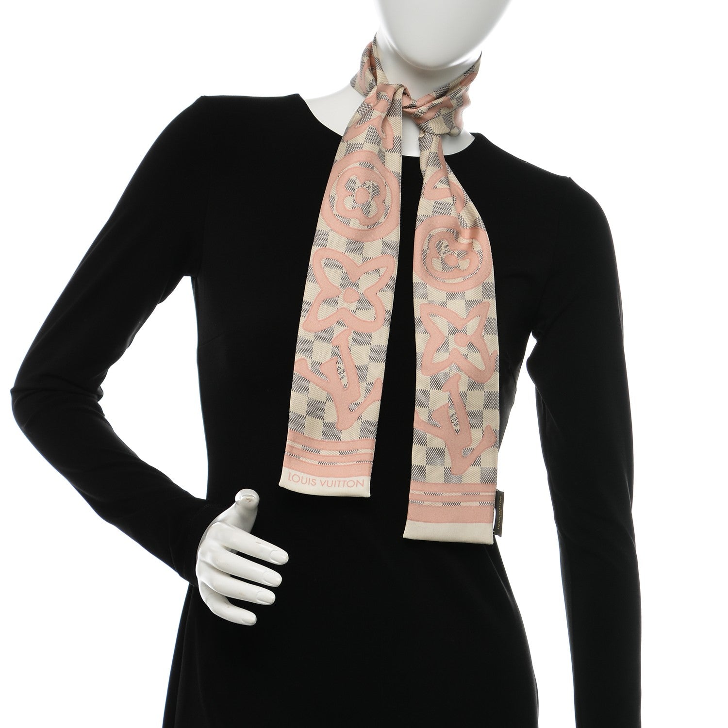 Louis Vuitton Silk Damier Azur Tahitienne Bandeau Rose Ballerine 2 of 5