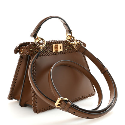 Fendi Vitello King Shiny Nappa Intreccio Petite Peekaboo I SEE U Satchel Gianduia 3 of 9