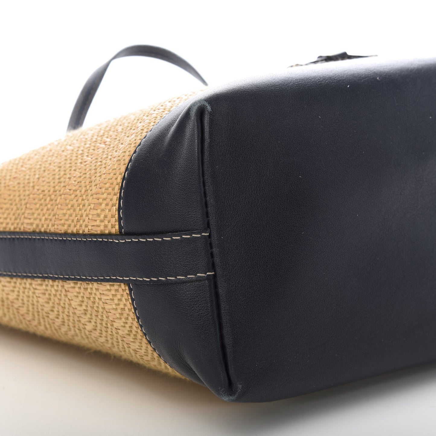 Calfskin Straw GG Monogram Mini Zoo Bird Tote Black Beige