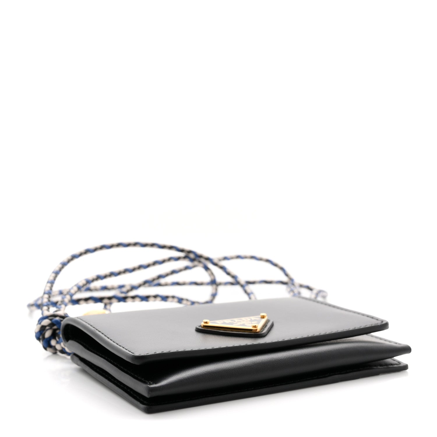 Prada Vitello Card Holder With Braided Strap Black 4 of 10