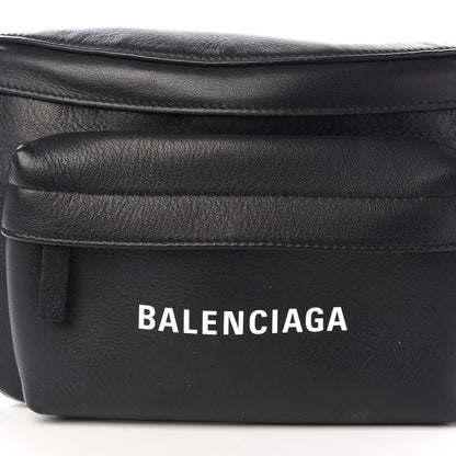 Balenciaga Smooth Calfskin Logo Large Everyday Beltpack Black White 9 of 9