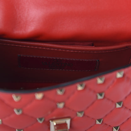 Valentino Garavani Lambskin Small Rockstud Spike Shoulder Bag Red 8 of 9