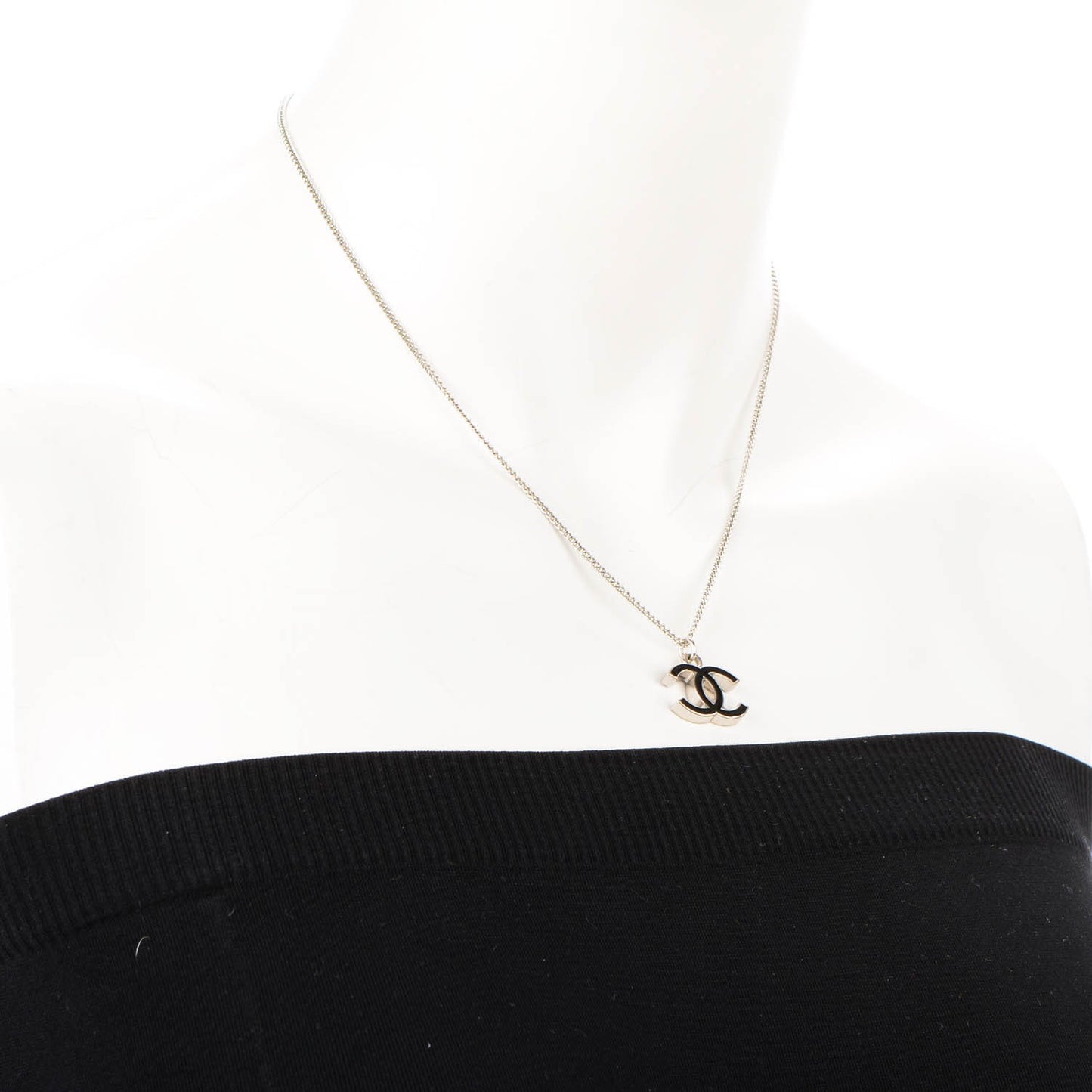 Enamel CC Necklace Black
