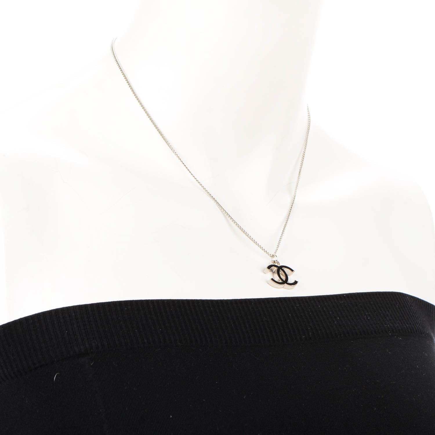 Chanel Enamel CC Necklace Black 2 of 6