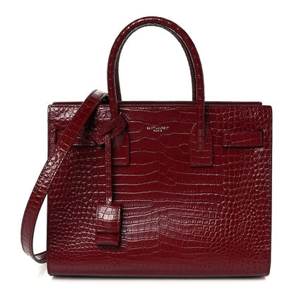 Saint Laurent Calfskin Crocodile Embossed Baby Sac De Jour Red 1 of 11