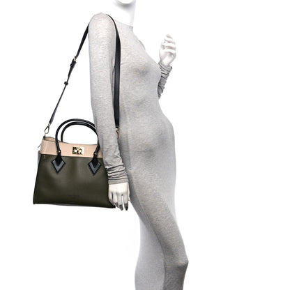 Louis Vuitton Calfskin Monogram On My Side MM Laurier Green Toffee Latte Beige 2 of 11