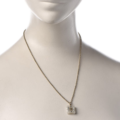 Chanel Resin Baguette Crystal Geometric Square CC Necklace White 2 of 6