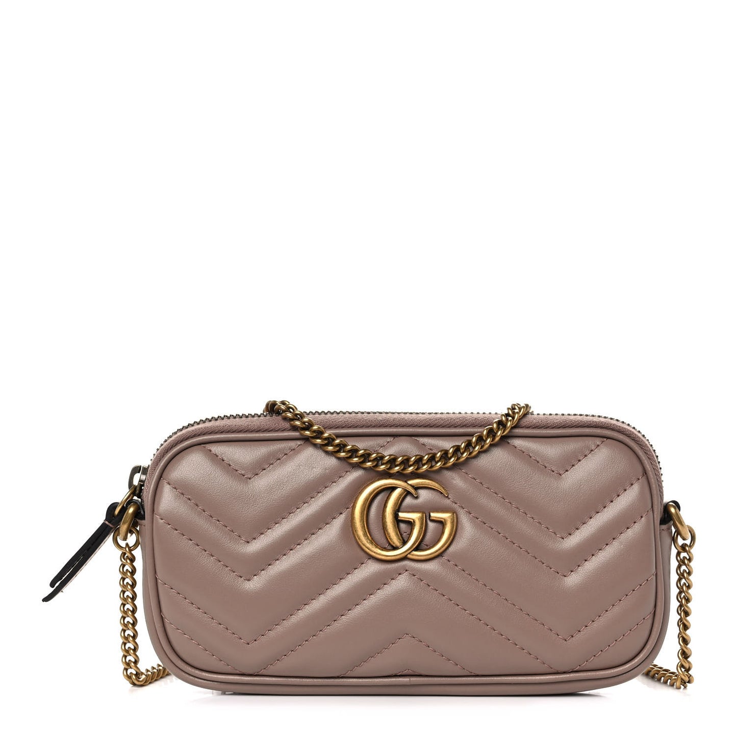 Calfskin Matelasse Mini GG Marmont Chain Crossbody Bag Porcelain Rose