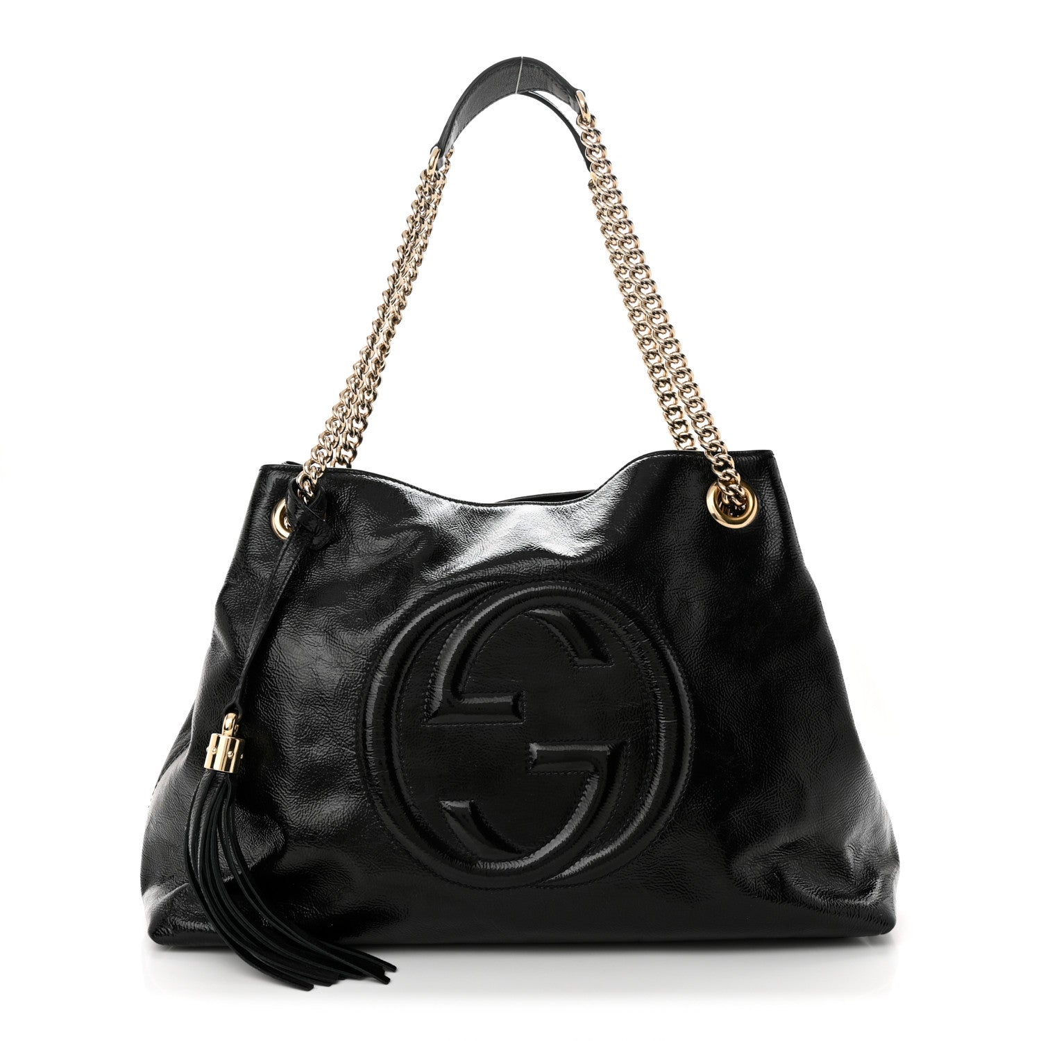 Gucci Patent Medium Soho Chain Shoulder Bag Black 1 of 10