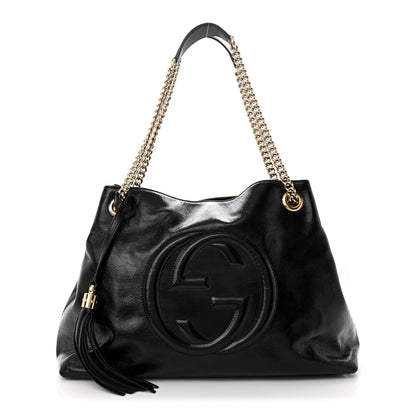 Gucci Patent Medium Soho Chain Shoulder Bag Black 1 of 10