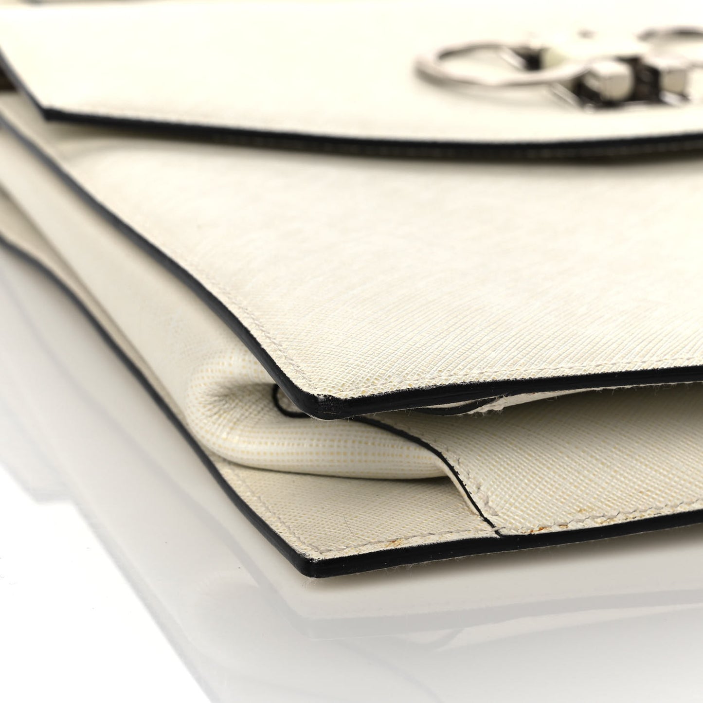 Calfskin Gancini 2-Way Top Handle Bag Ivory