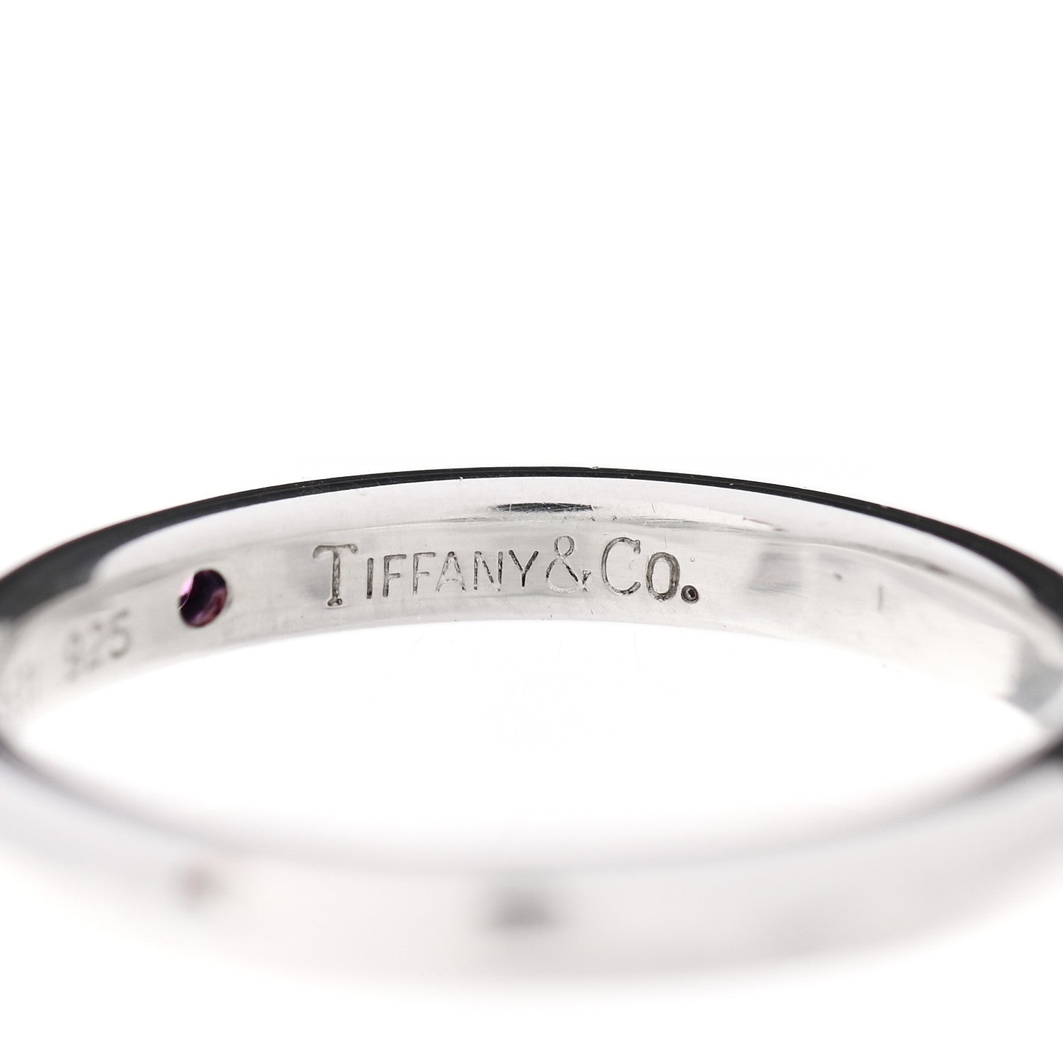 Tiffany Sterling Silver Pink Sapphire Elsa Peretti Band Ring 53 6.25 4 of 5
