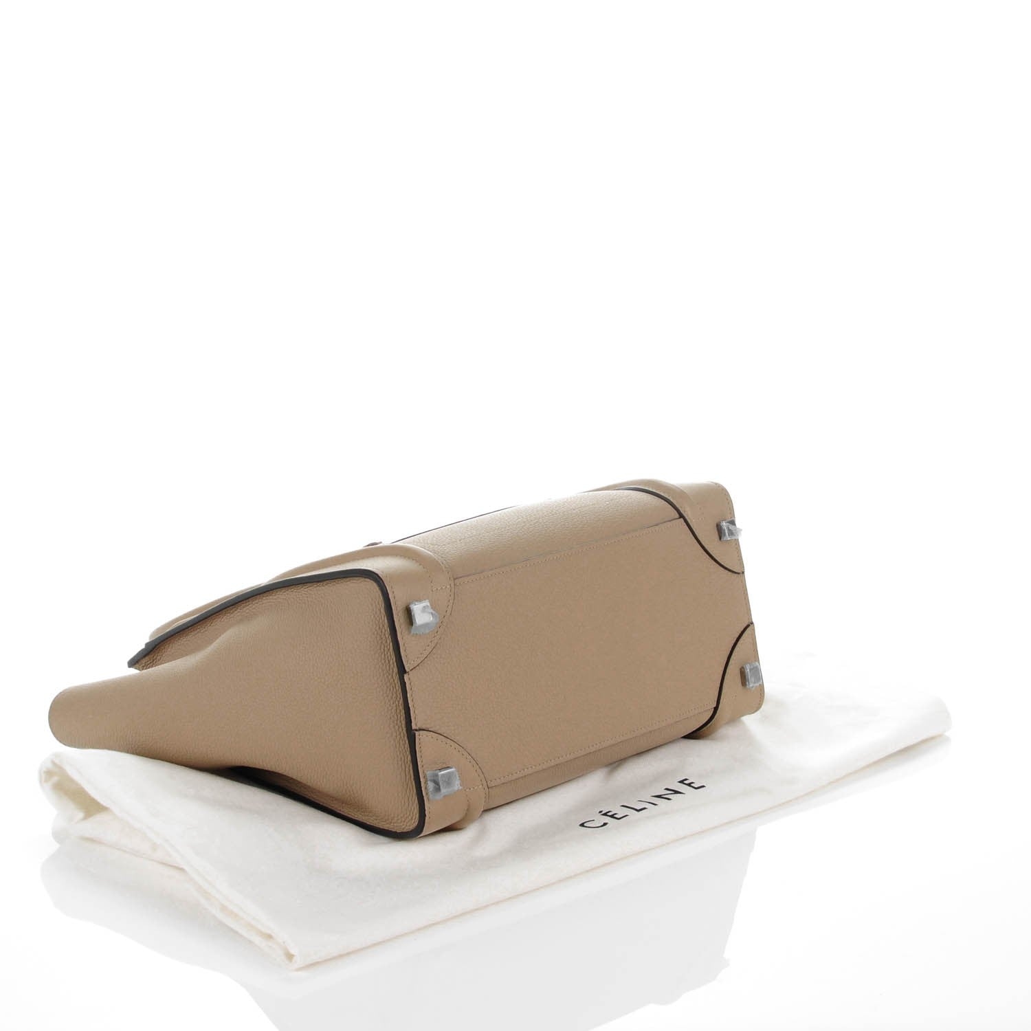 Celine Drummed Calfskin Micro Luggage Dune 4 of 7