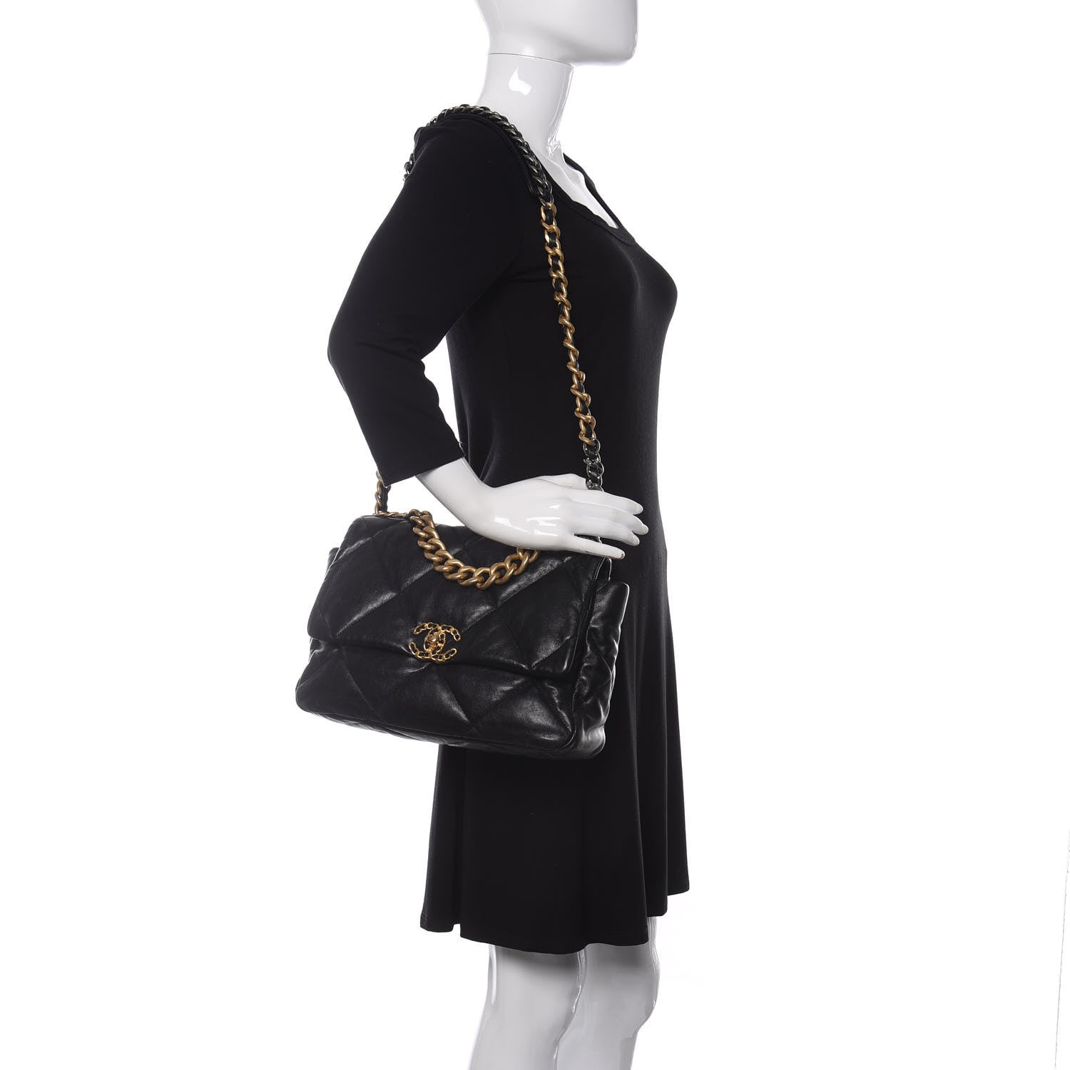 Chanel Goatskin Quilted Large Chanel 19 Flap Black 2 of 11