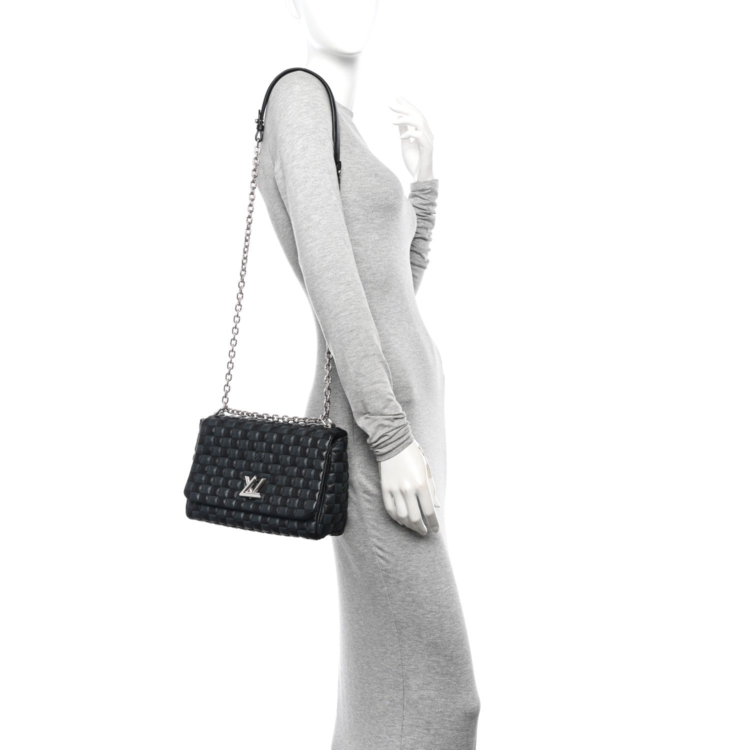 Louis Vuitton Calfskin Quilted Damier Twist MM Black Anthracite 2 of 10