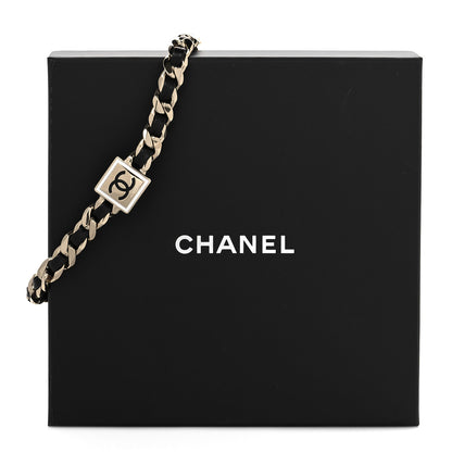 Chanel Metal Lambskin CC Square Choker Gold Black White 6 of 6