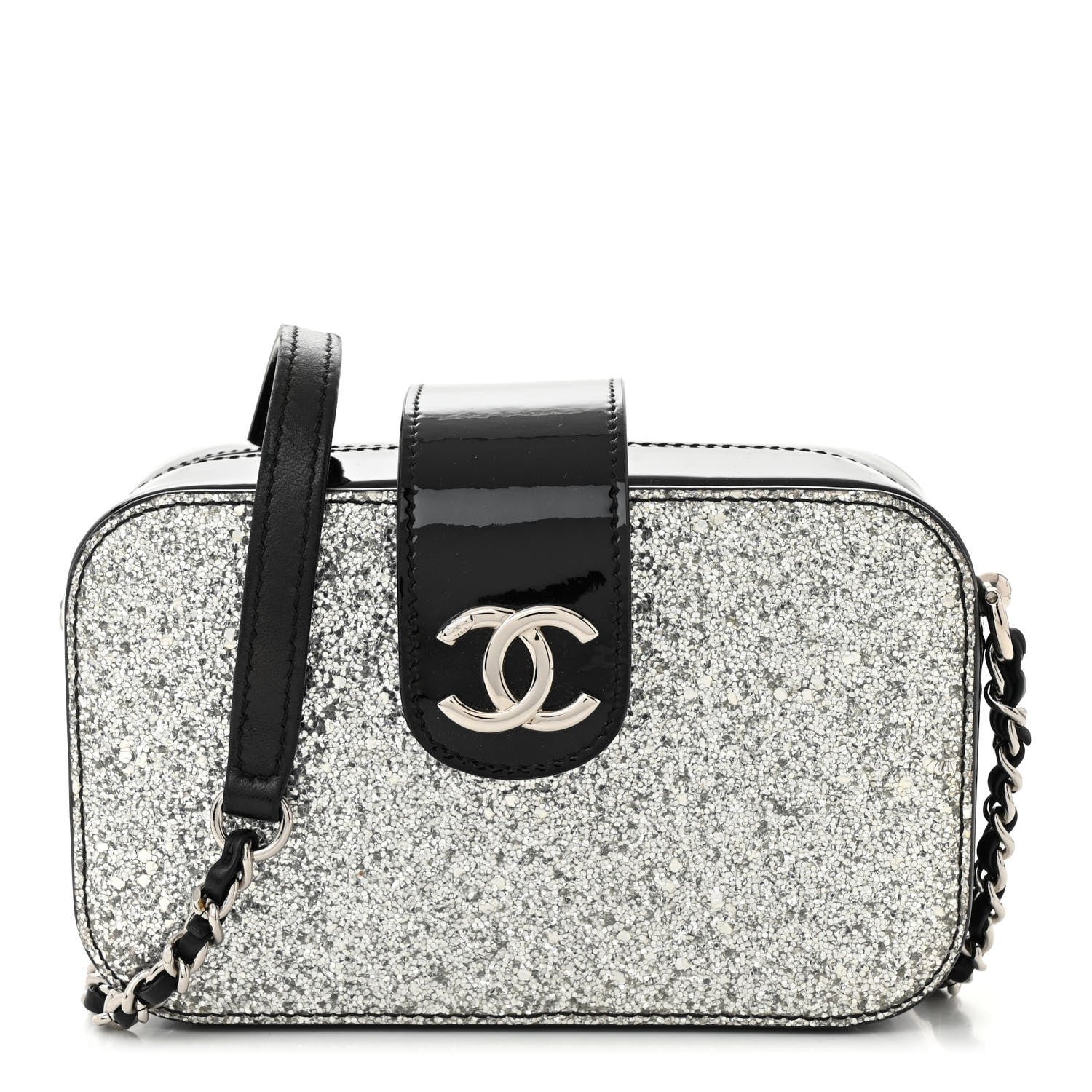 Chanel Glitter Patent Evening On The Moon Camera Case Silver 1 of 10