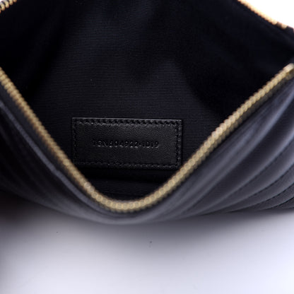 Saint Laurent Grain De Poudre Chevron Monogram Bill Pouch Black 7 of 8