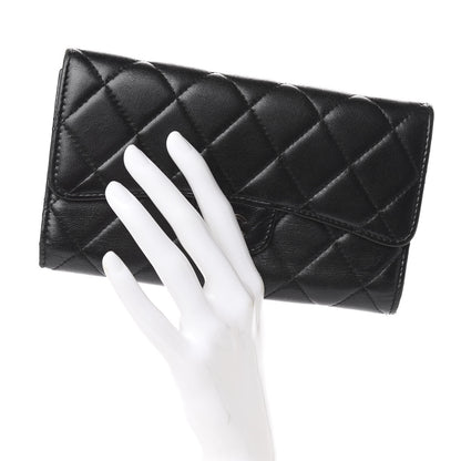 Chanel Lambskin Quilted Large Flap Wallet Black 2 of 9