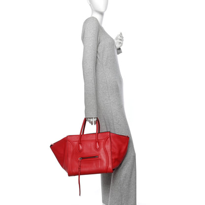 Celine Supple Calfskin Medium Phantom Luggage Vermillion 2 of 10