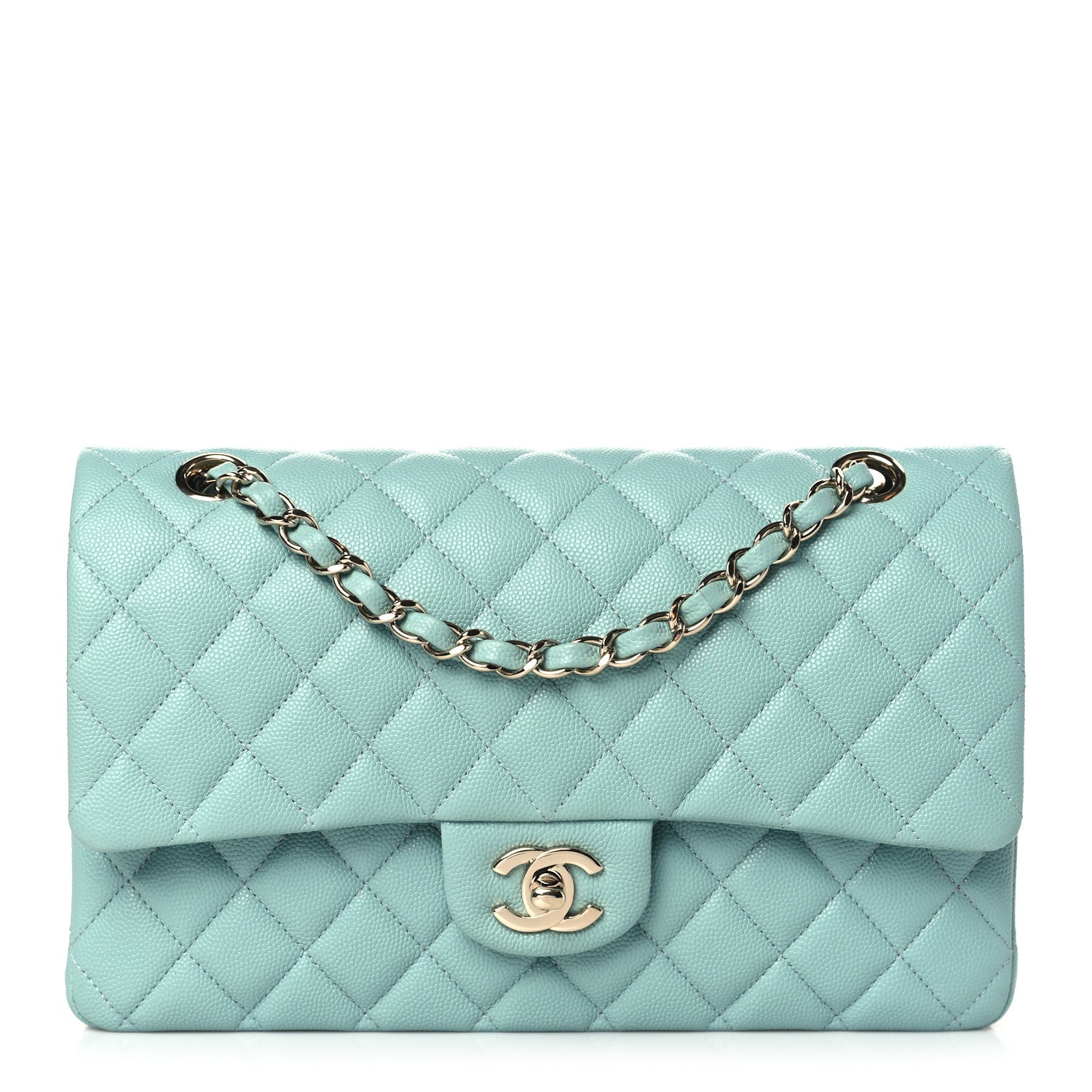 Chanel Caviar Quilted Medium Double Flap Light Blue 1 of 10