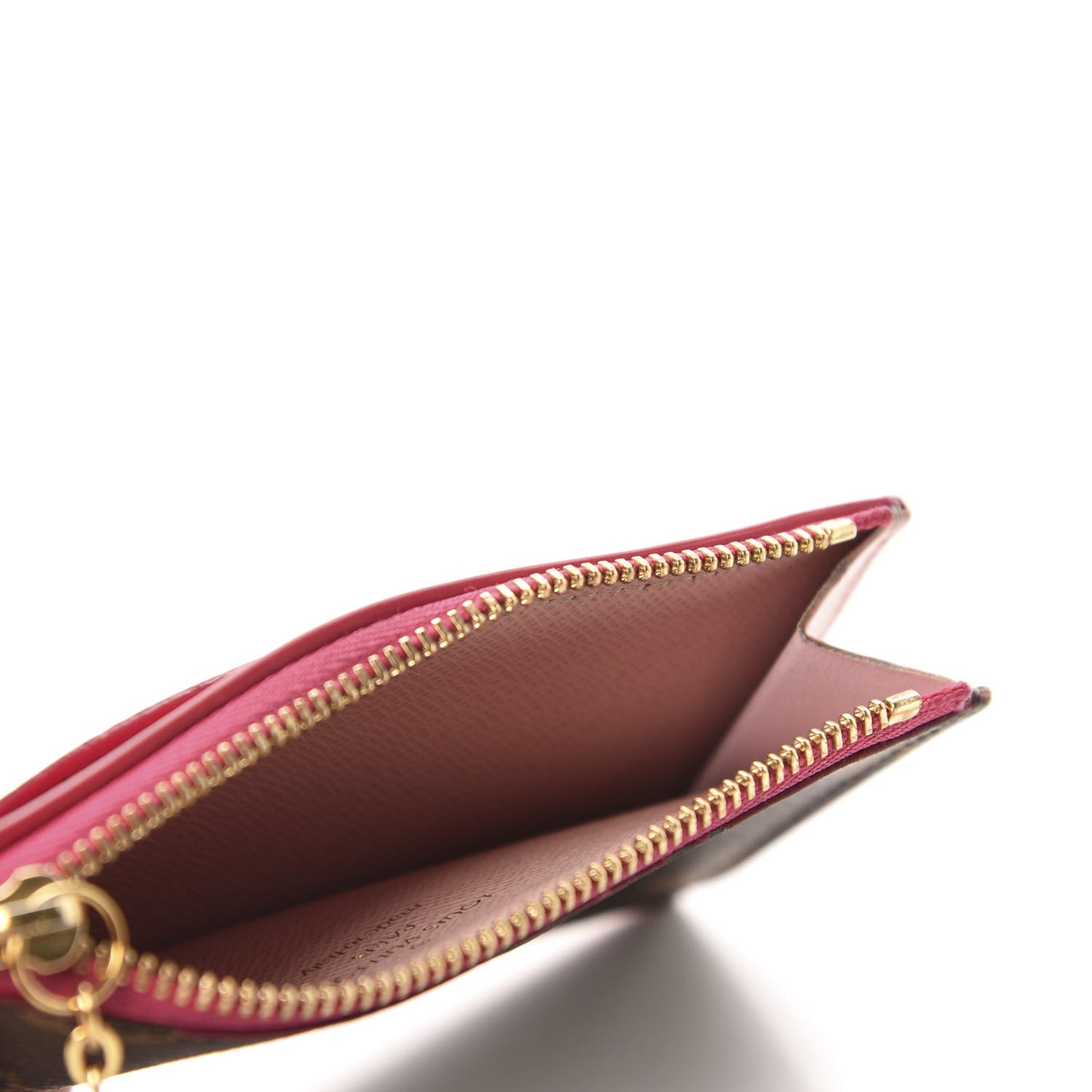 Monogram Blooming Flowers Zipped Card Holder Hot Pink Rose Ballerine