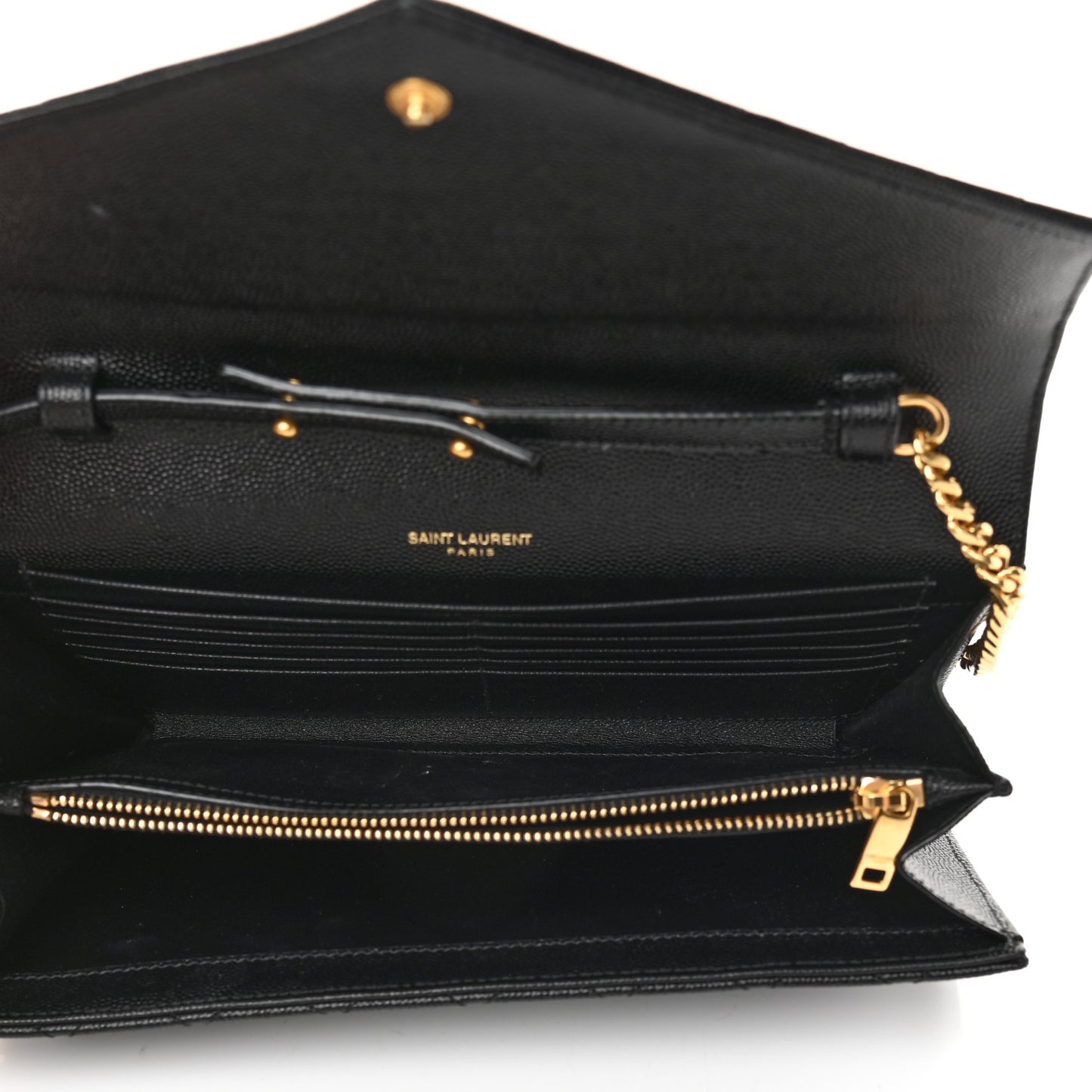 Grain De Poudre Mixed Matelasse Triquilt Monogram Chain Wallet Black