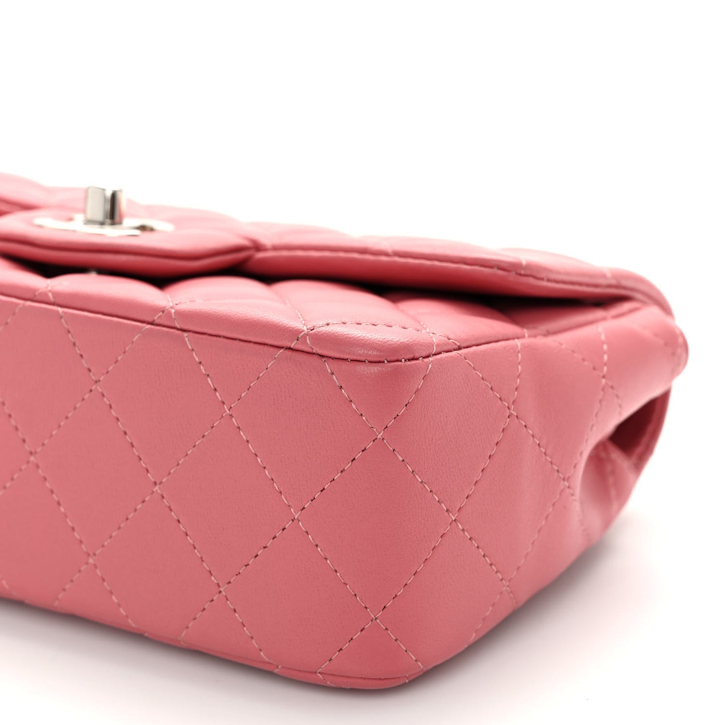 Lambskin Quilted Mini Rectangular Flap Pink