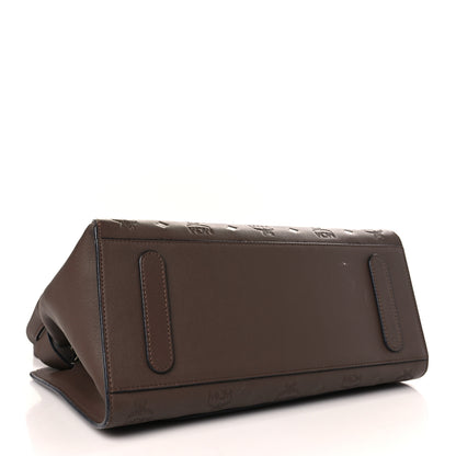 MCM Calfskin Ottomar Monogram Medium Essential Tote Chestnut 4 of 12