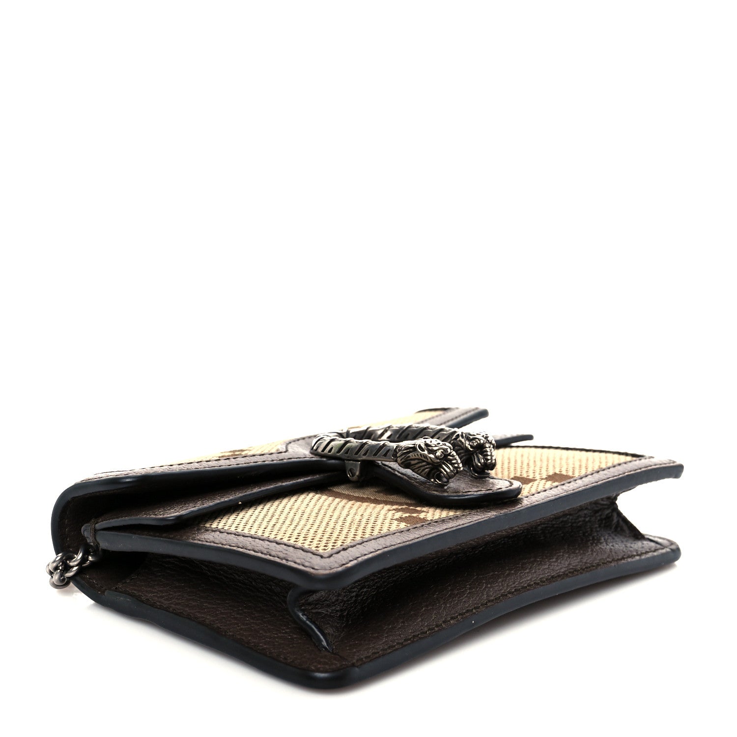 Gucci Monogram Jumbo GG Textured Dollar Calfskin Super Mini Dionysus Shoulder Bag Camel Ebony New Acero 4 of 10