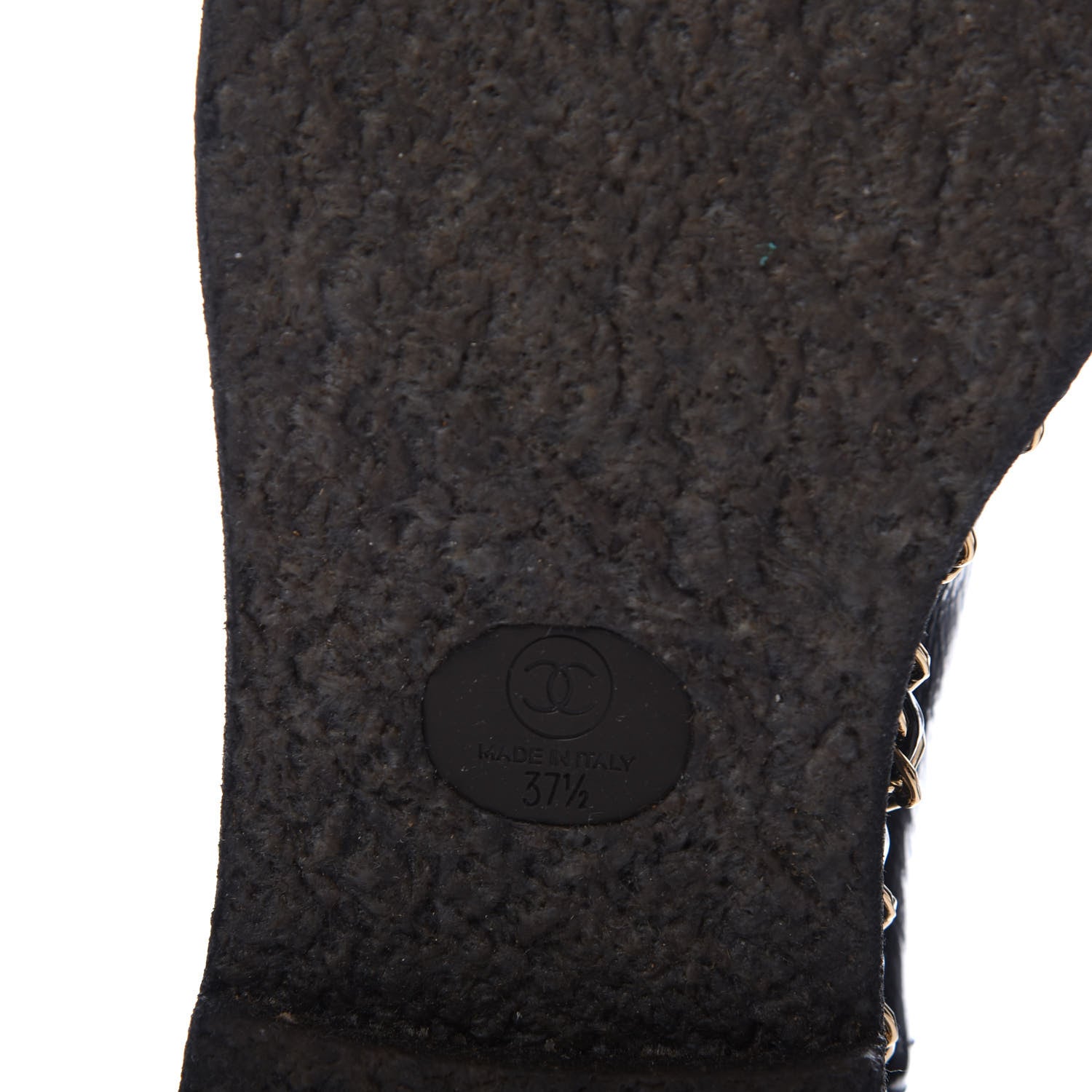 Chanel Crumpled Calfskin Shearling Womens Cap Toe Chain Short Boots 37.5 Black 7 of 7