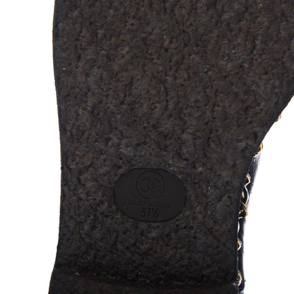Chanel Crumpled Calfskin Shearling Womens Cap Toe Chain Short Boots 37.5 Black 7 of 7