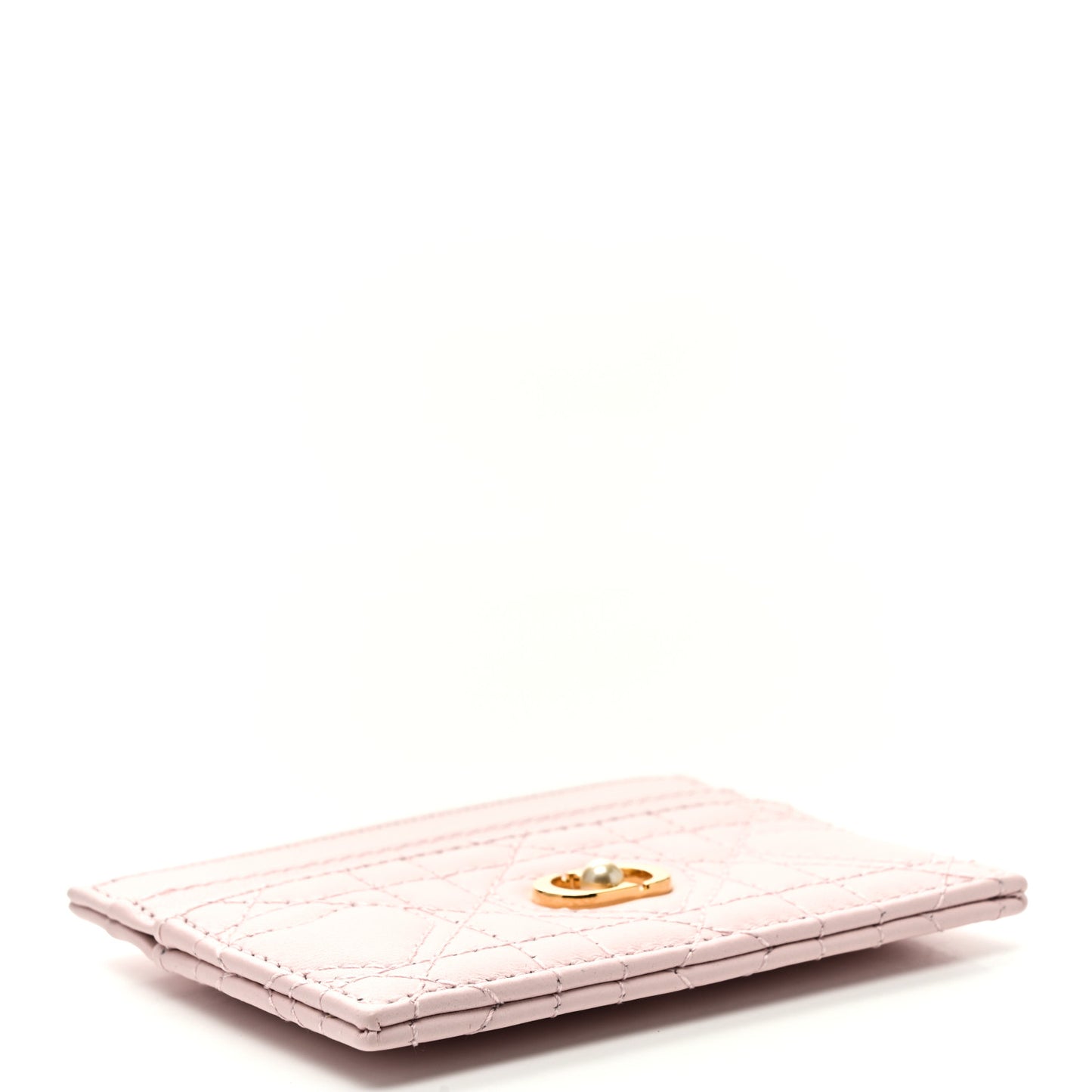 Lambskin Pearl Cannage Dioramour Jolie Freesia Card Holder Rose des Vents