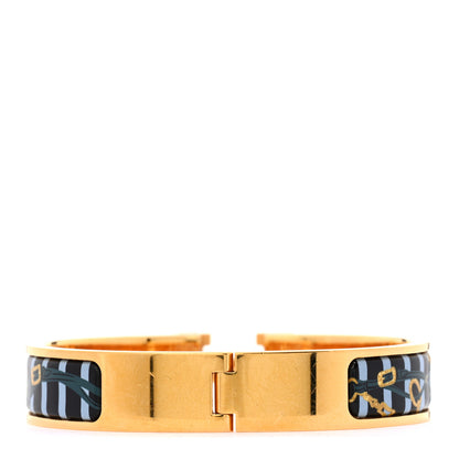 Hermes Enamel Printed Brides de Gala Bayadere Narrow Clic Clac H Bracelet PM Blue 3 of 6