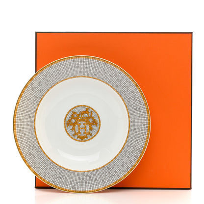Hermes Porcelain Mosaique Au 24 Soup Bowl Gold 9 of 9