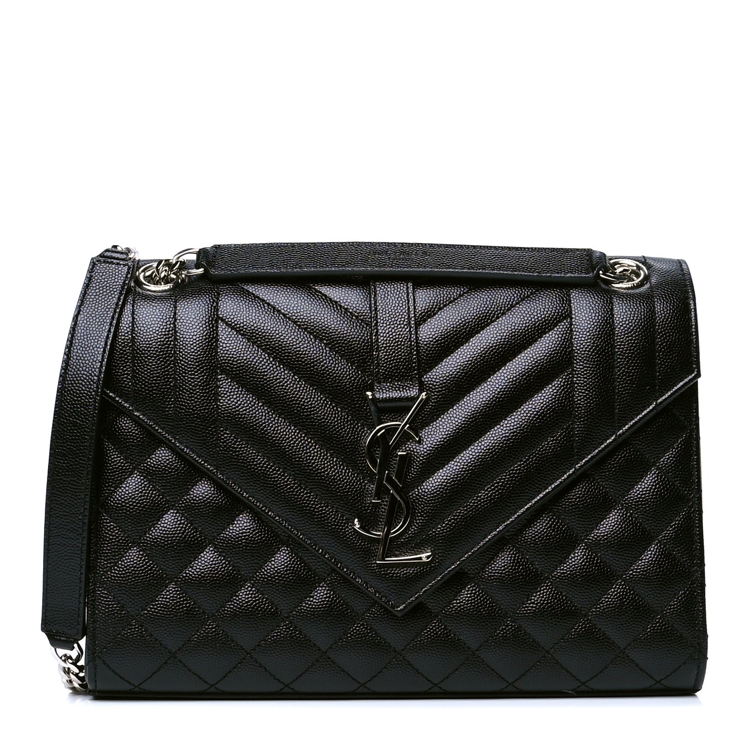 Grain De Poudre Textured Mixed Matelasse Triquilt Medium Monogram Satchel Black