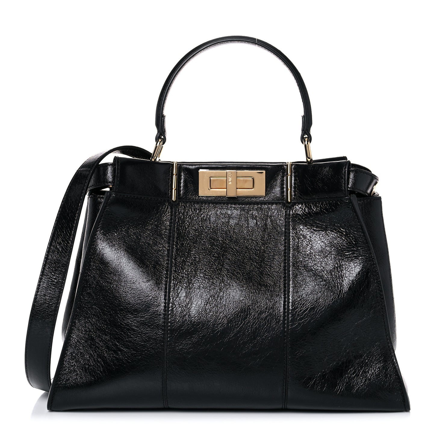 Agnello Old Shine Medium Peekaboo Iconic Satchel Black