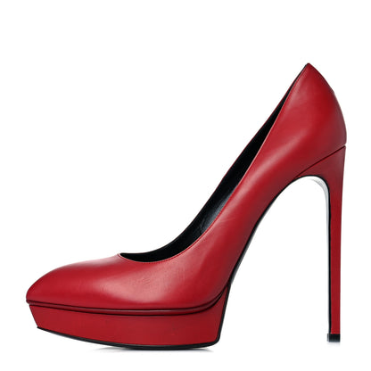 Saint Laurent Calfskin Janis 105 Platform Pumps 40.5 Rouge Orient 1 of 8