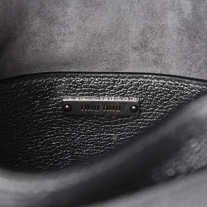 Miu Miu Metallic Goatskin Madras Stud Embellished Buckle Dahlia Shoulder Bag Chrome 16 of 20