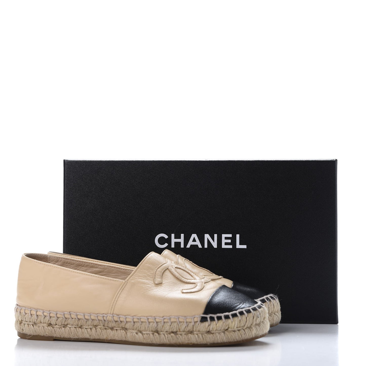 Lambskin CC Espadrilles 37 Beige Black