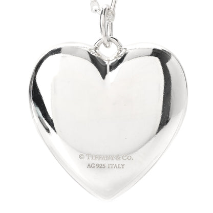 Tiffany Sterling Silver Puffed Heart Pendant Link Necklace 4 of 6